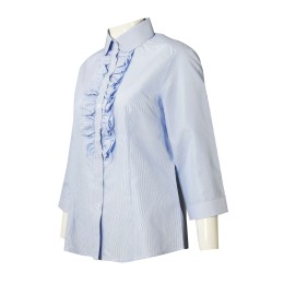 R319 custom 7-point sleeve shirt design chest brake embossed princess collar women's T-shirt store blue R319 custom 7-point sleeve shirt design chest brake embossed princess collar women's T-shirt store blue